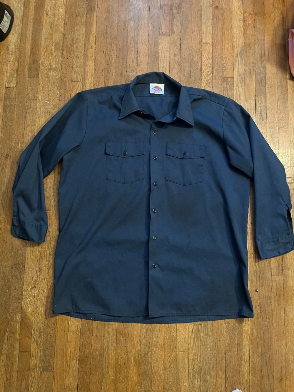 Dickies Navy Double-Pocket Long Sleeve Work Shirt